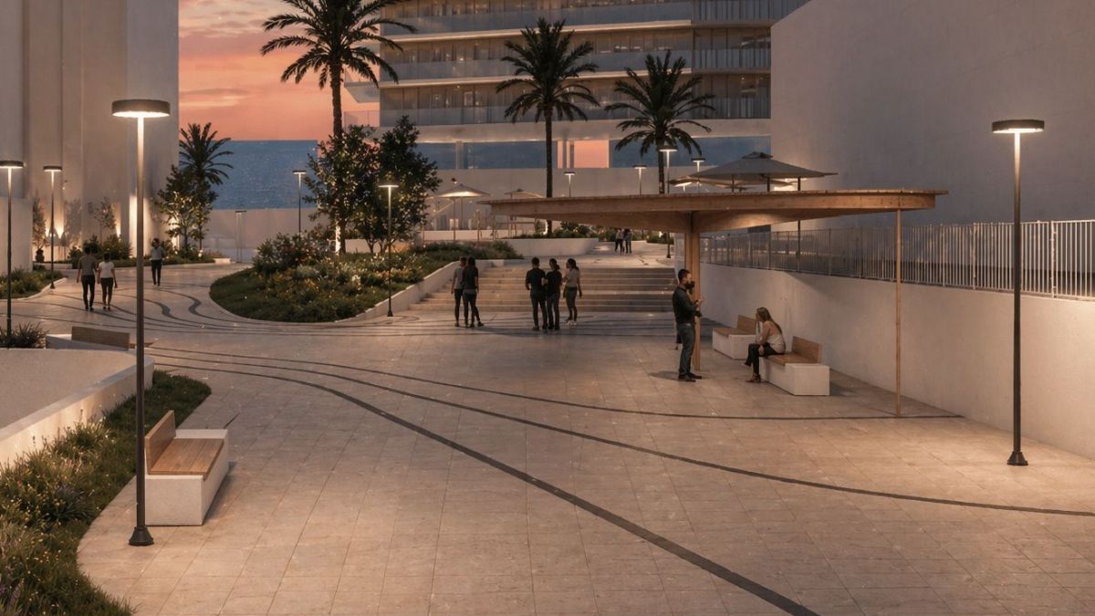 Plaza pública en el entorno de las Harineras de Alicante Plaza pública en el entorno de las Harineras de Alicante