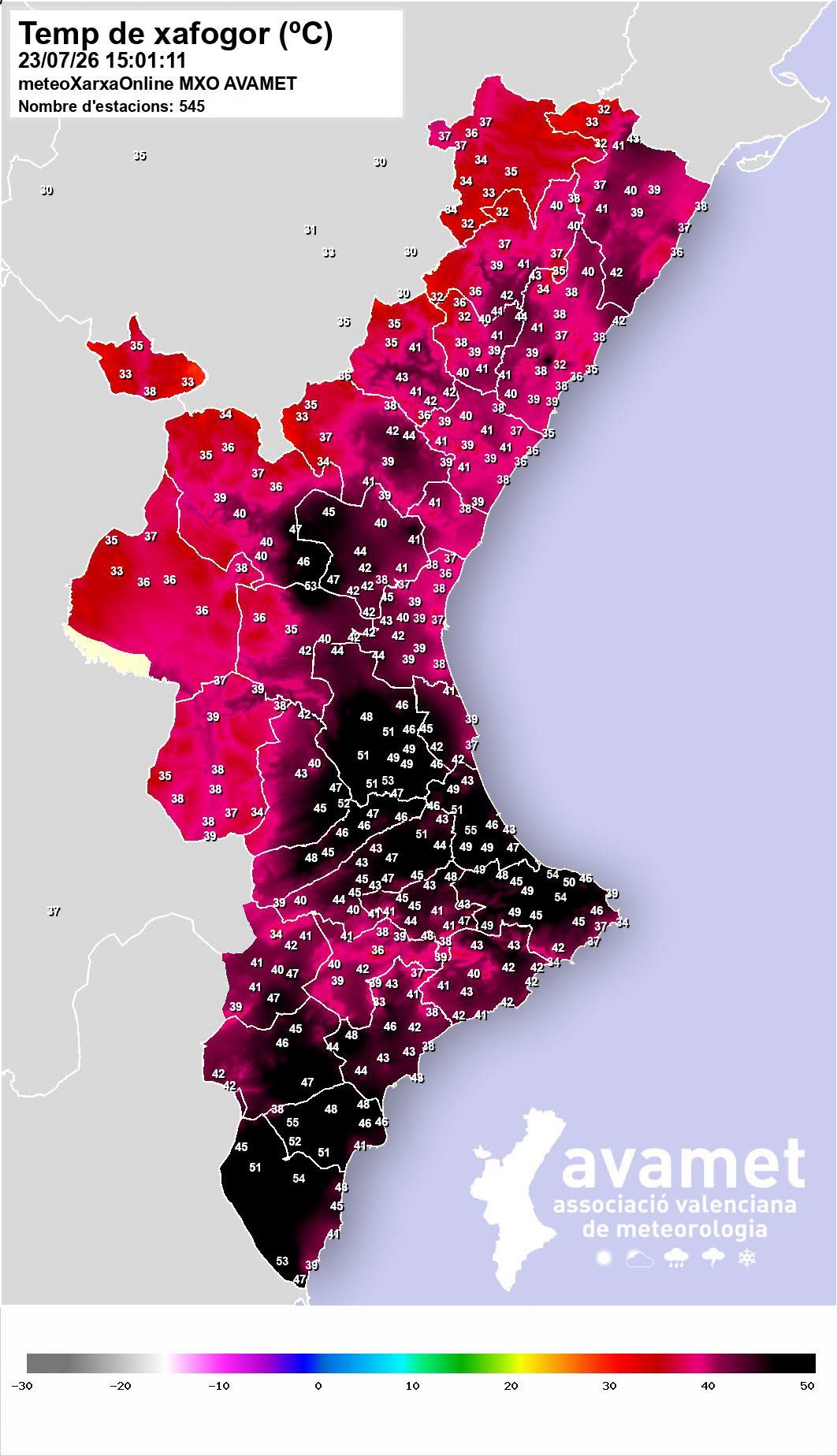 Mapa de la sensación térmica en la Comunitat Valenciana Mapa de la sensación térmica en la Comunitat Valenciana