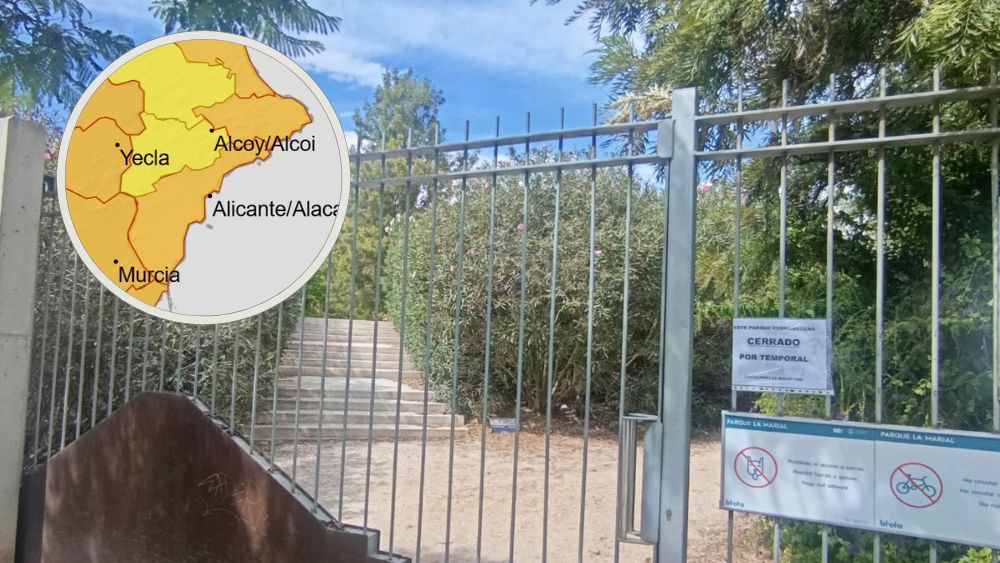 Cierre del parque de La Marjal por la alerta naranja en Alicante Cierre del parque de La Marjal por la alerta naranja en Alicante