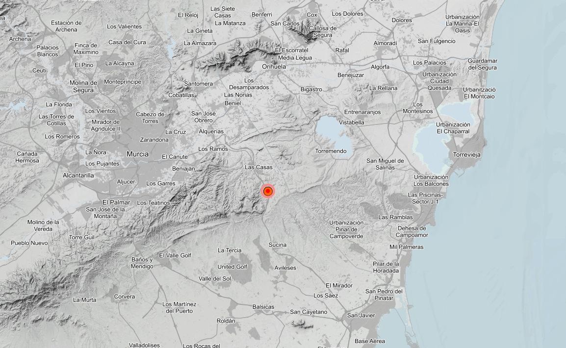 Epicentro del terremoto de viernes 25 de septiembre en la frontera sur de la provincia de Alicante (Fuente: IGN) Epicentro del terremoto de viernes 25 de septiembre en la frontera sur de la provincia de Alicante (Fuente: IGN)