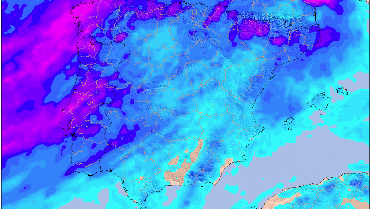 Previsión de precipitación acumulada en España (Fuente: Meteored) Previsión de precipitación acumulada en España (Fuente: Meteored)