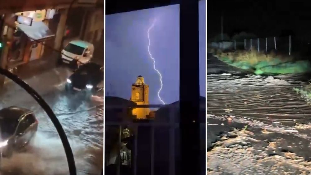 Pequeñas inundaciones y rayos en Alicante durante una tormenta Pequeñas inundaciones y rayos en Alicante durante una tormenta