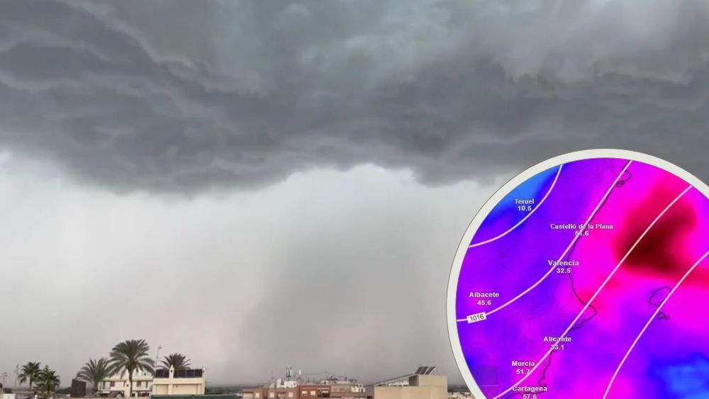 Una tormenta descarga en Alicante y el mapa de la lluvia prevista Una tormenta descarga en Alicante y el mapa de la lluvia prevista