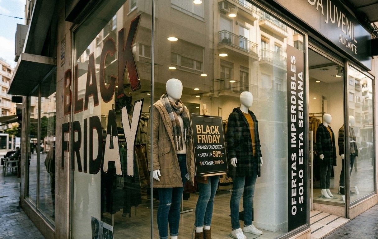 Escaparate de una tienda en el Black Friday (Foto: IA) Escaparate de una tienda en el Black Friday (Foto: IA)
