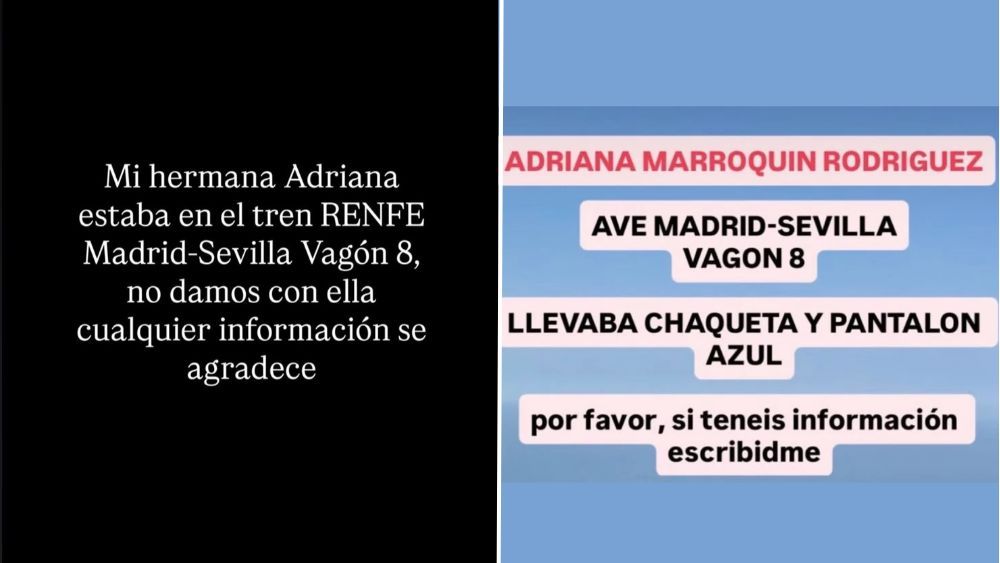 Missatges en xarxes socials de la germana de l'alacantina desapareguda en l'accident ferroviari Missatges en xarxes socials de la germana de l'alacantina desapareguda en l'accident ferroviari