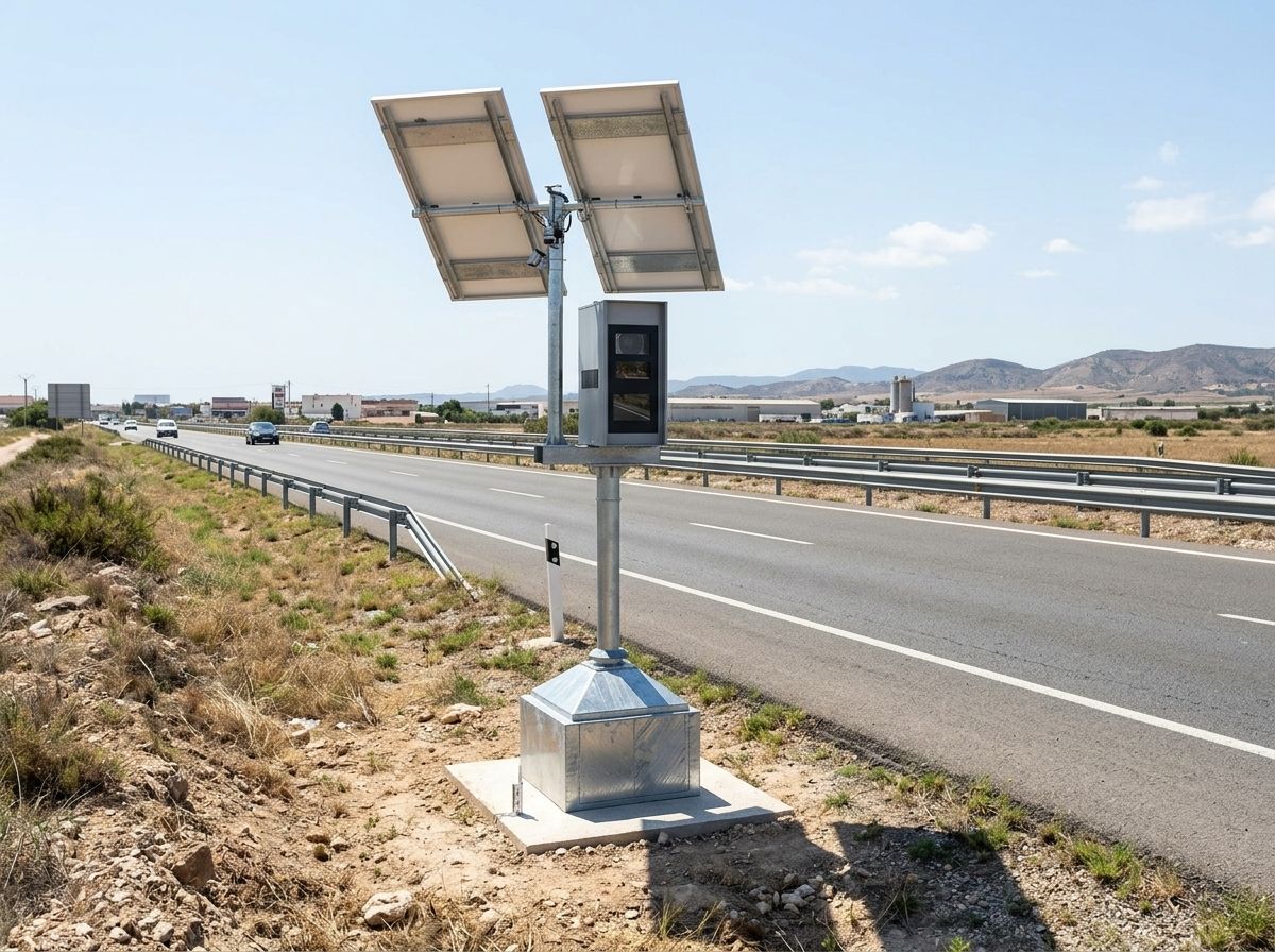 Un radar en una carretera de Alicante (Foto editada con IA) Un radar en una carretera de Alicante (Foto editada con IA)