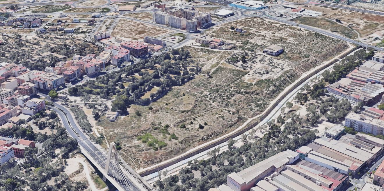 Imagen aérea del sector E-16 en Elche (Fuente: Google Earth) Imagen aérea del sector E-16 en Elche (Fuente: Google Earth)
